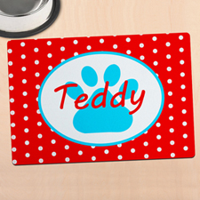 Red Polka Dot Personalized Paw Meal Mat