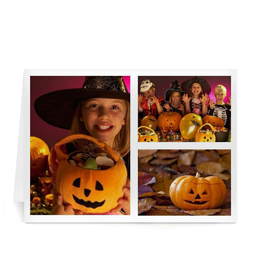 Personalized Three Collage Halloween Greeting Cards