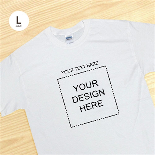 Custom Print Square Image Message White Adult Large T Shirt
