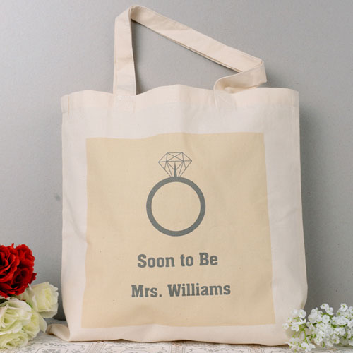 Wedding Rings Personalized Engagement Tote Bag