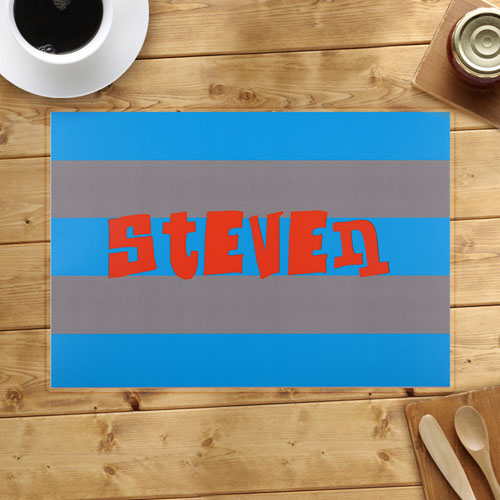 Personalized Blue Grey Stripes Placemats