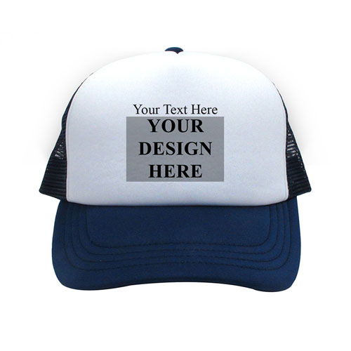 Personalized Navy Trucker Hat with Landscape Image & Text