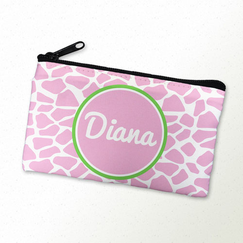 Pink Leopard Personalized Small Cosmetic Bag (4