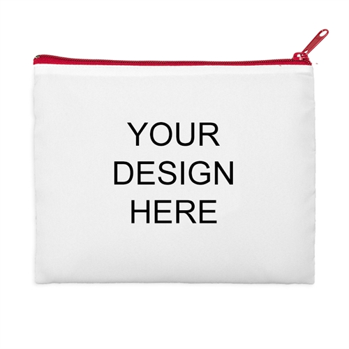 Custom Full Color Print 11X14 (2 Side Same Image) Red Zipper Large Cosmetic Bag