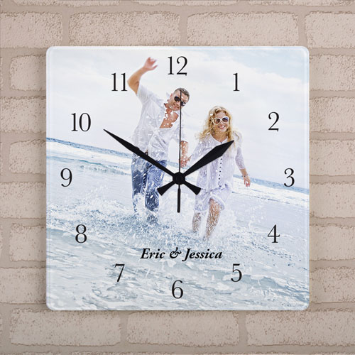Personalized Large Square Clock Black Number & Hands, 10.75