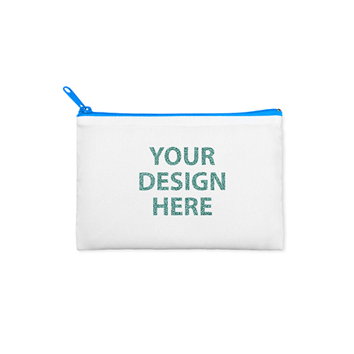 3.5x6 Custom Photo Glitter Text Cosmetic Bag, Blue Zipper (Custom 2-sides)