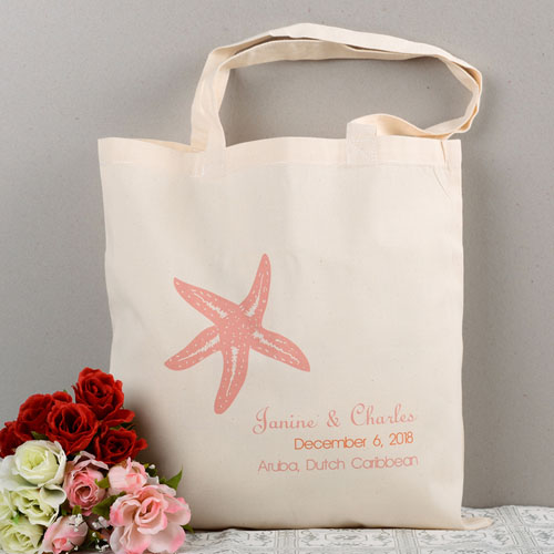 Personalized Pink Starfish Beach Lover Wedding tote cotton canvas bag ...