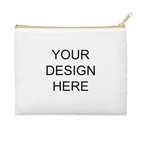 Personalized Custom Full Color Print 9.5X13 (2 Side Same Image)  Beige Zipper Large Cosmetic Bag